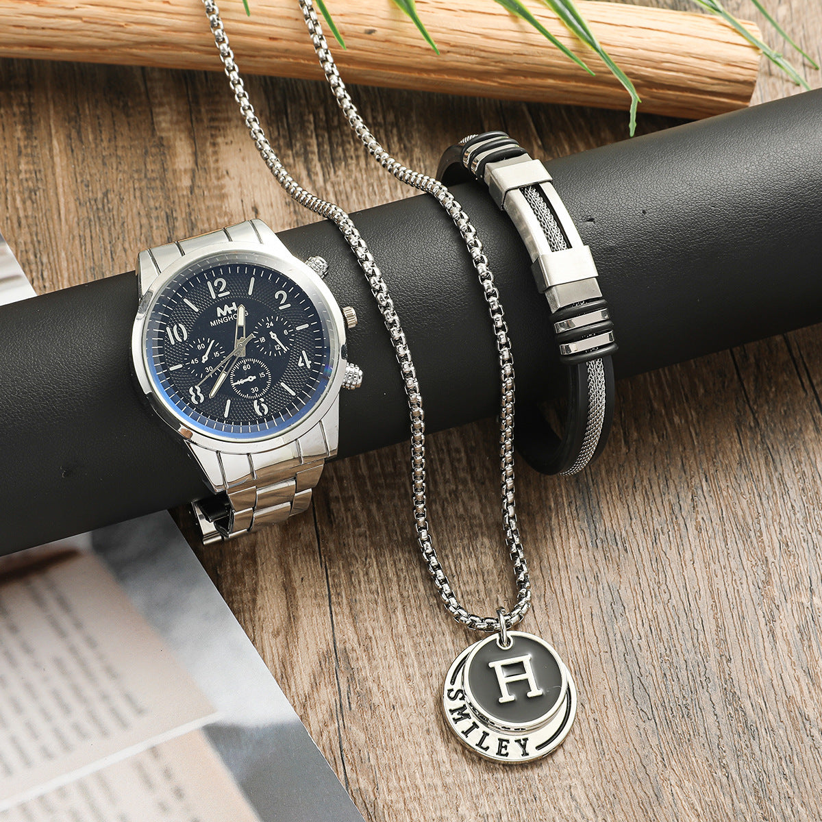Men's Business Gift Bracelet Necklace Watch