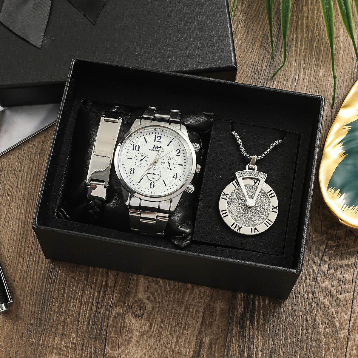 Men's Business Gift Bracelet Necklace Watch
