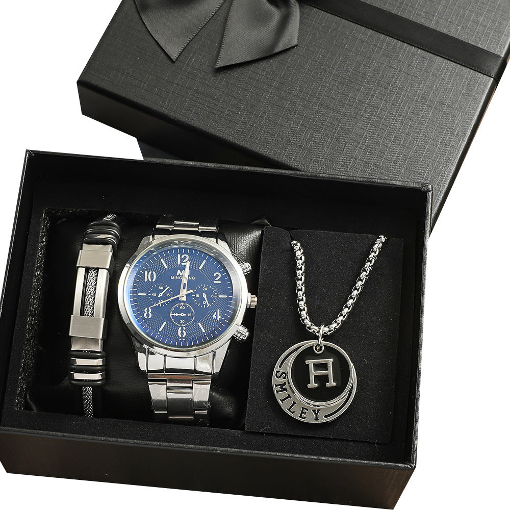 Men's Business Gift Bracelet Necklace Watch