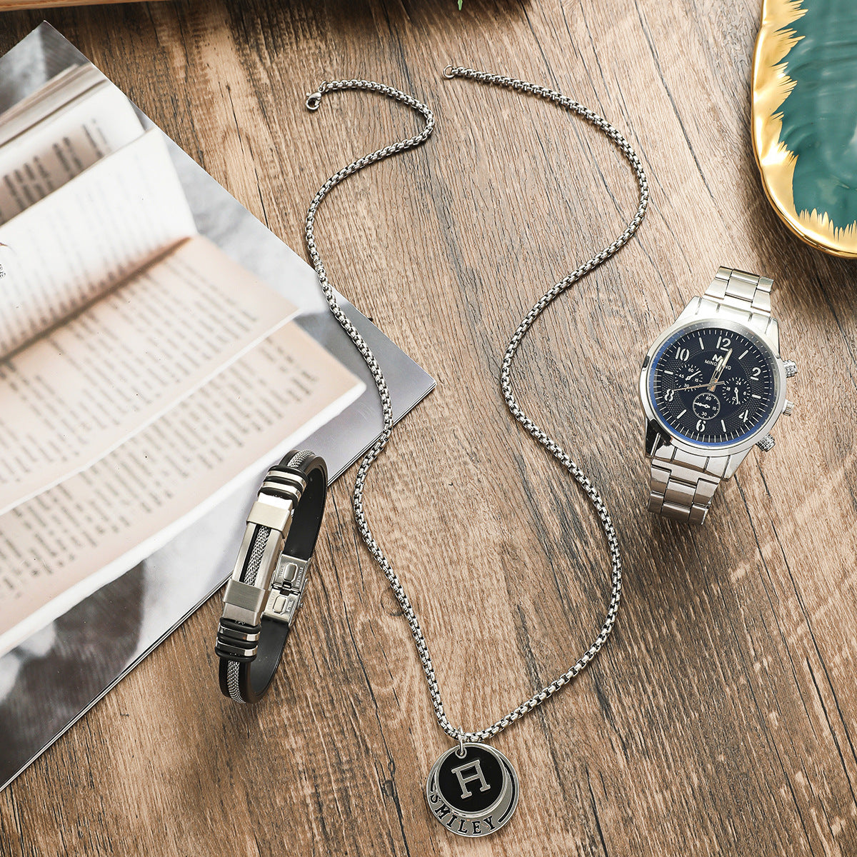 Men's Business Gift Bracelet Necklace Watch