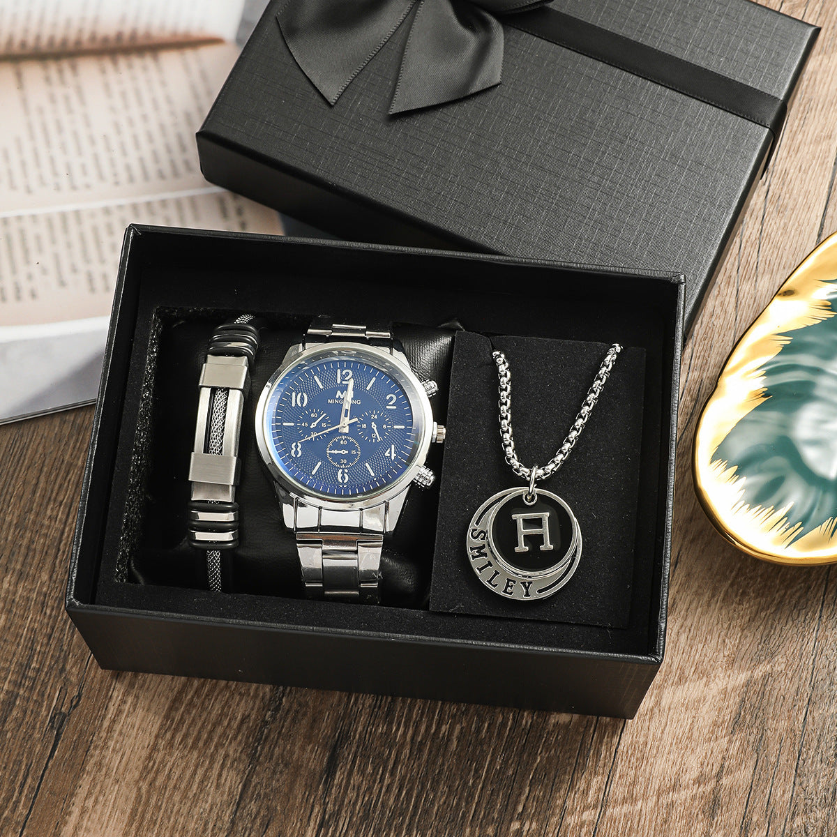Men's Business Gift Bracelet Necklace Watch
